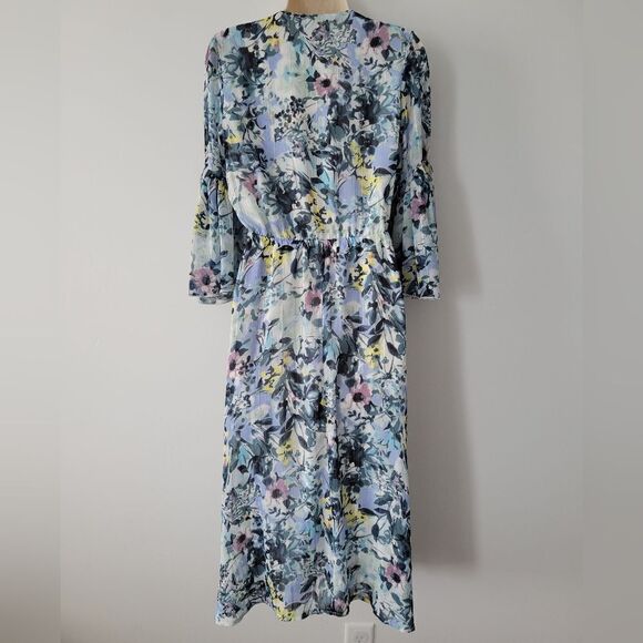 Tash and Sophie Bell Sleeve Faux Wrap Midi Dress NWOT - Picture 6 of 8